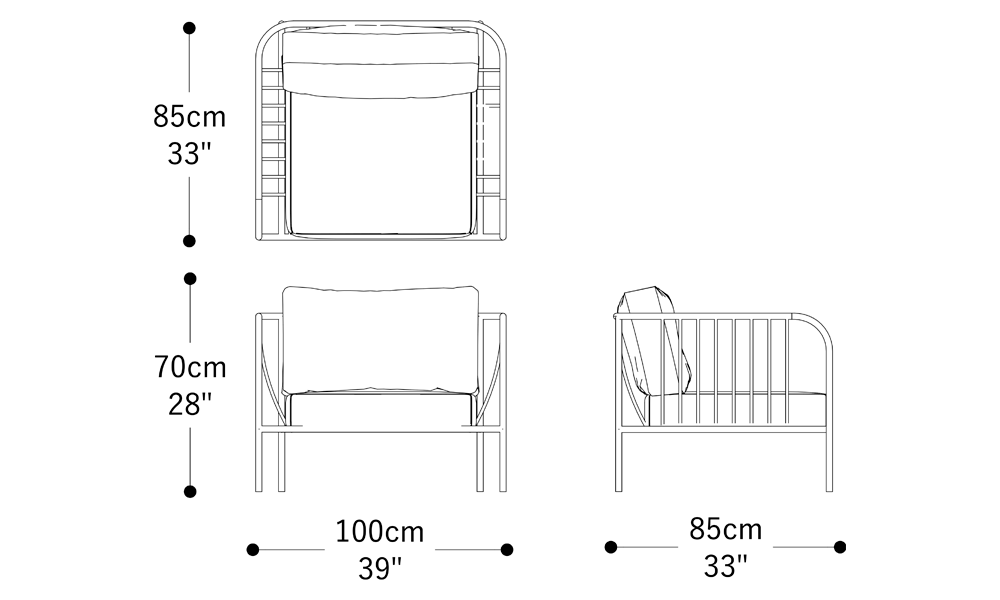 Image of the main dimensions of the product